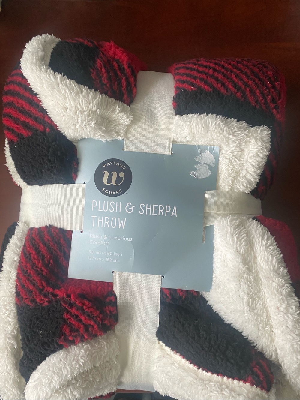Plush & Sherpa Throw - Red, Black & White